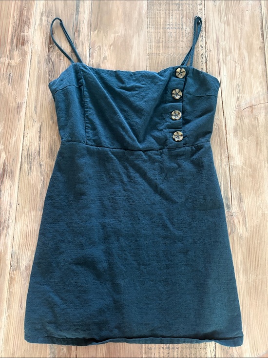 Urban Outfitters Dresses & Skirts - Urban Outfitters Deep Teal Spaghetti-Strap Mini Dress with Side Buttons